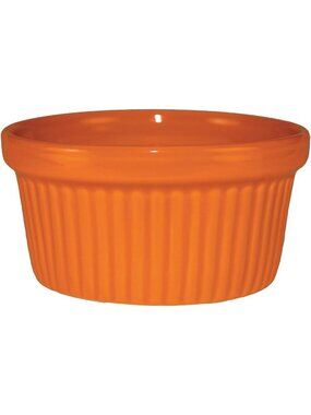 Orange Ceramic Fluted Ramekin - 4 oz Baking Dish, Perfect for Soufflés & Dips